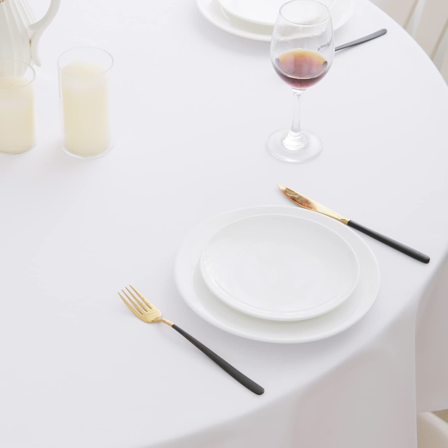 Romanstile kleine runde Outdoor Tischdecke 120 cm weiß abwaschbar und wasserabweisend Tischtuch Tischwäsche Table Cloth für Frühling,Party,Balkon,Esszimmer,Garten,Draußen,Terrasse