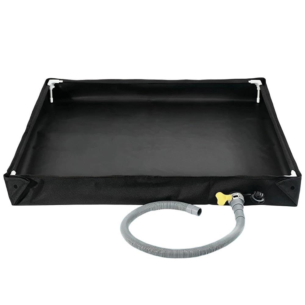 Receveur de douche portable 80 x 80 x 10 cm, base de douche pliable, bac de douche de camping avec tuyau de vidange de 1 m, Oxford durable, imperméable, sol de tente, base de douche de camping, pour