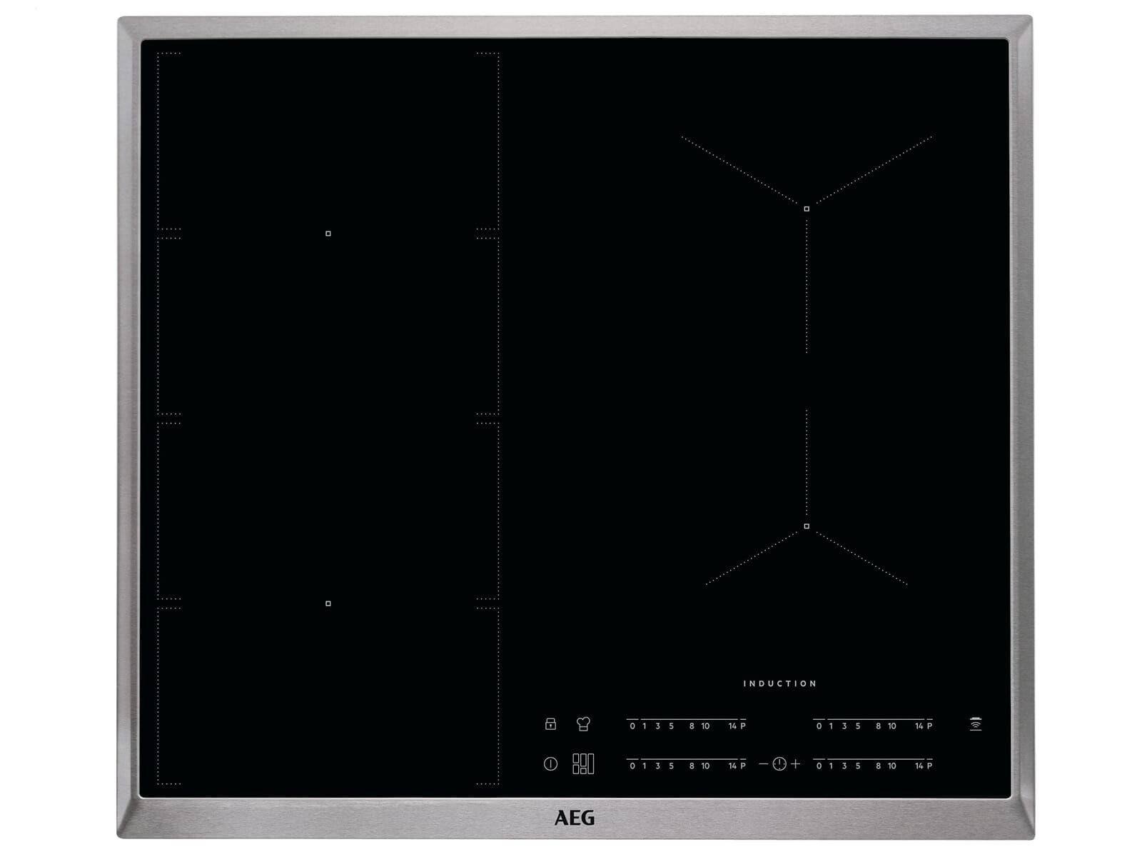 AEG IKE64471XB Autarkes Kochfeld / Herdplatte mit Touchscreen, Topferkennung & Hob²Hood-Funktion / Induktionskochplatte / 4 Kochzonen / Edelstahlrahmen / 60 cm