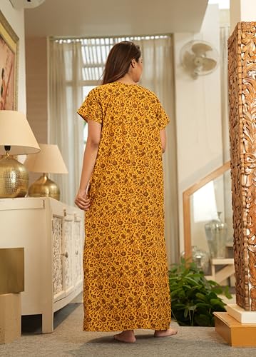 Image of G4Girl Women's Regular Nighty Rajasthani Nighty Rajasthani Gown Jaipuri Nighty Jaipuri Gown Maxi Gown with Pocket - (Combo)