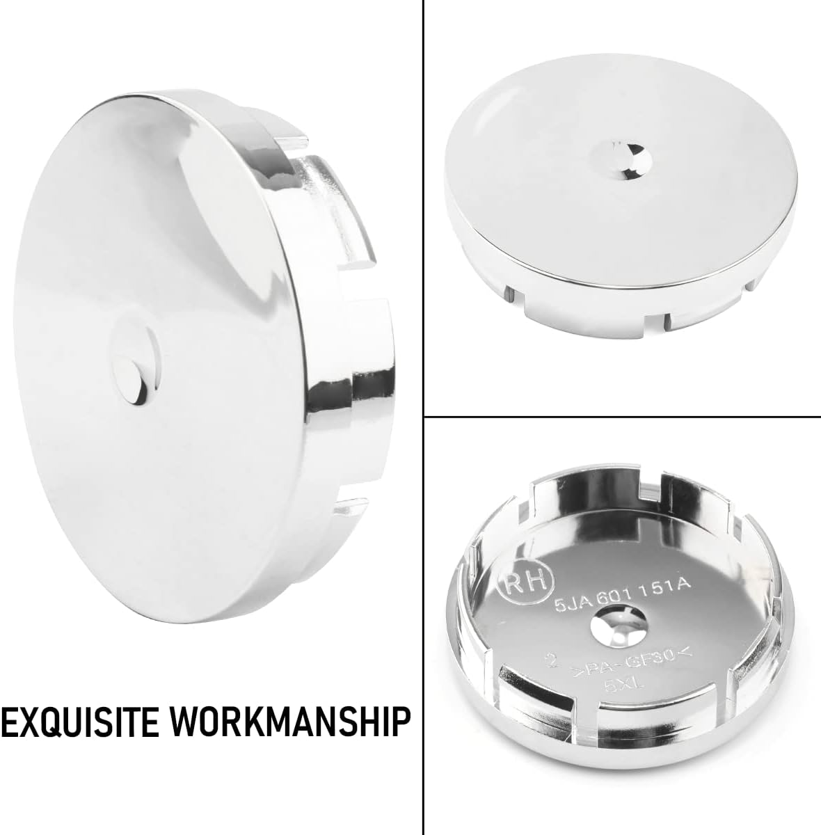 RTrhinotuning 55.5mm Wheel Center Caps Compatible with Fabia Citigo Lada Vesta 5JA 601 151A, OD: 2.19"(55.5 mm) ID: 2.01"(51 mm) Chrome Rim Caps