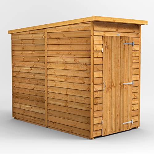 Image of Powersheds High Grade Premium Pent Overlap Wooden Shed with Security Features, Door Flexibility, made from 10mm Extra Thick Timber, for all Storage & Outdoor Needs (Windowless)