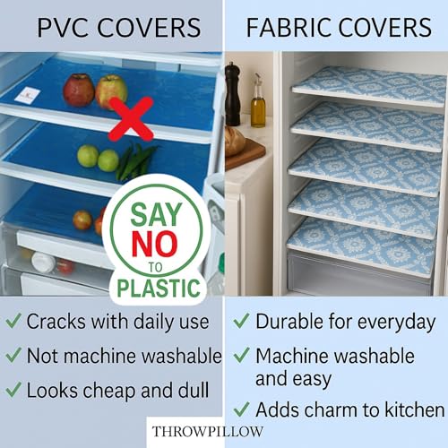 Image of Side-by-Side Door Fridge Shelf Liners Set: Mats for Refrigerator and Freezer Sections -Machine Washable Liners for Glass Shelves, Drawers, Trays Refrigerator Accessories, Pack of 22(Frosted Florals)