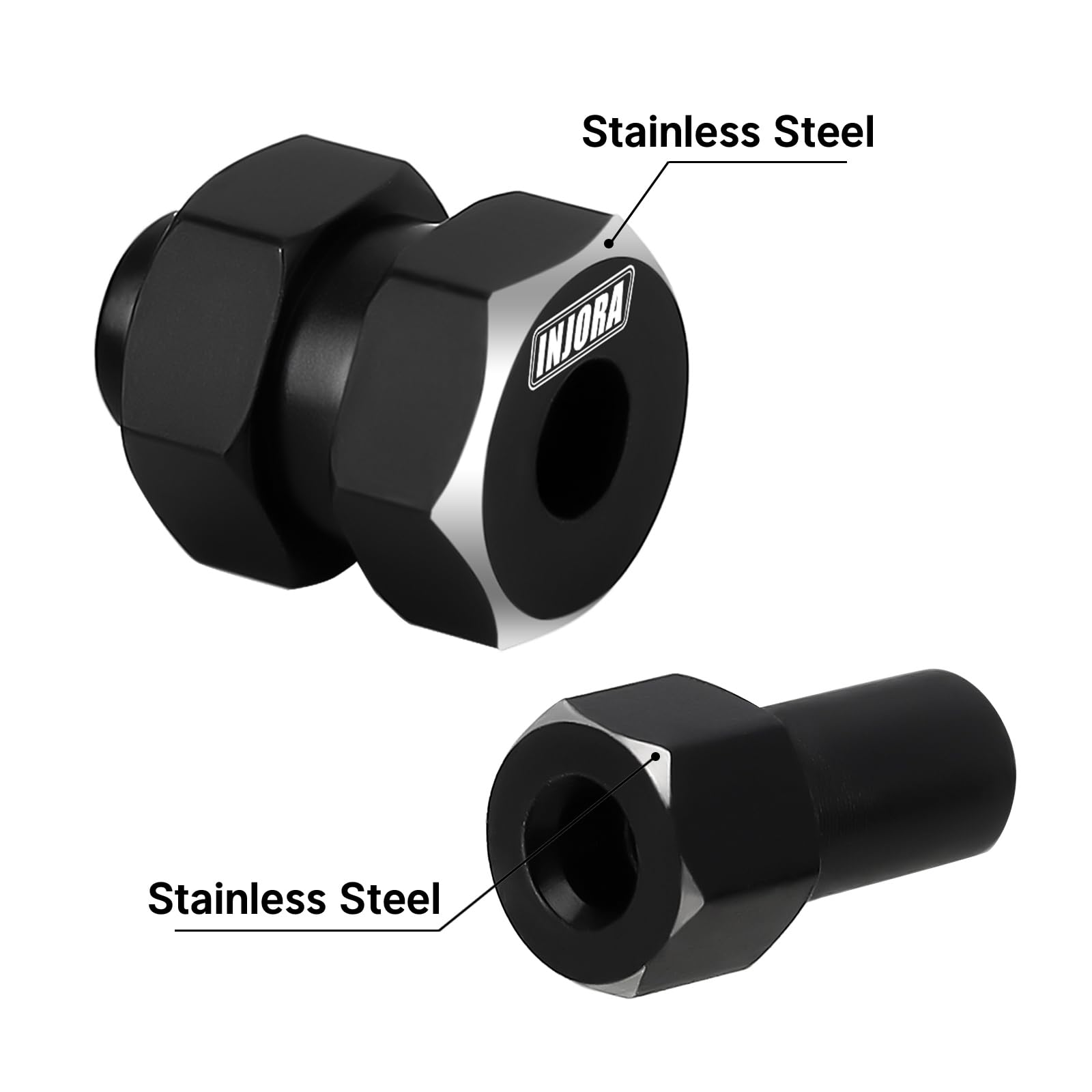 INJORA Cache différentiel, fusée de Direction et kit d'extension Hexagonal en Laiton pour Axial SCX24 AXI90081 Upgrades Parts 1/24 RC Crawler Voiture Accessories,Noir