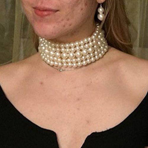 KOSMOS-LI Fashion Simulate Pearl Choker Necklace With Earrings Set3