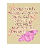 Imperfection Is Beauty - Marilyn Monroe Inspirational Wall Decor, Motivational Wall Art Aesthetic Print  For Living Room Decor, Home Decor, Office Decor, Bedroom Decor, or Room Decor - Unframed 8 x 10