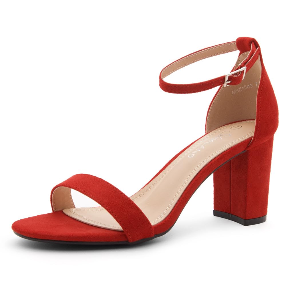 Shoe Land Madeline Women's Open Toe Ankle Strap Chunky Block Low Heel Dress Party Pump Sandals