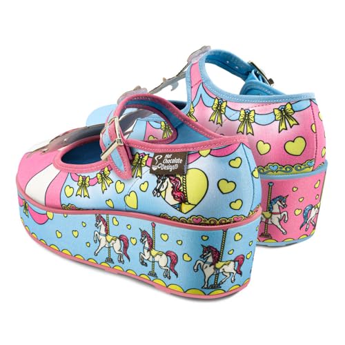 Image of Hot Chocolate Design Chocolaticas Funky Canvas Women's Mary Jane Flat Shoes, TIO Vivo, 6 UK