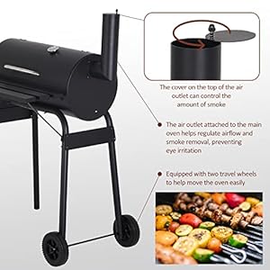 Charcoalgrillsoutdoorbbqgrilloffsetsmokerwithwheelssidefireboxportablebarbecuregrillforoutdoorcookingbackyardcampingpicnicsblack Urban Country Home Decor Charcoal grills outdoor bbq grill offset smoker with wheels side fire box portable barbecure grill for outdoor cooking backyard camping picnicsblack urban country home decor