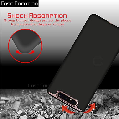Image of Case Creation for Samsung Galaxy A80 2019 Back case, Samsung Galaxy A80 Slim Flexible Smart Look case with 360 Camera All Angle Protection (Pure Black)