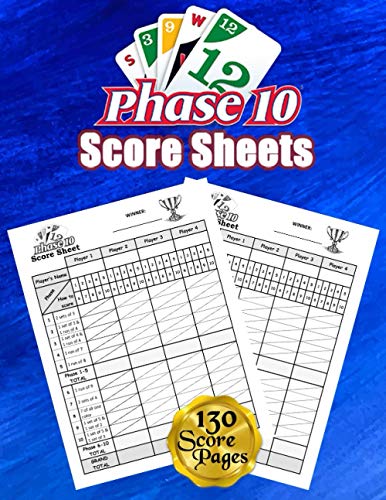 Phase 10 Score Sheets: 130 Large Score Pads for Scorekeeping â€“ Phase 10 Score Cards | Phase 10 Score Pads with Size 8.5 x 11 inches