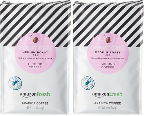 Image of AmazonFresh Donut Cafe, 100% Arabica Coffee, Medium Roast, Ground, 12 Ounce (Pack of 2)