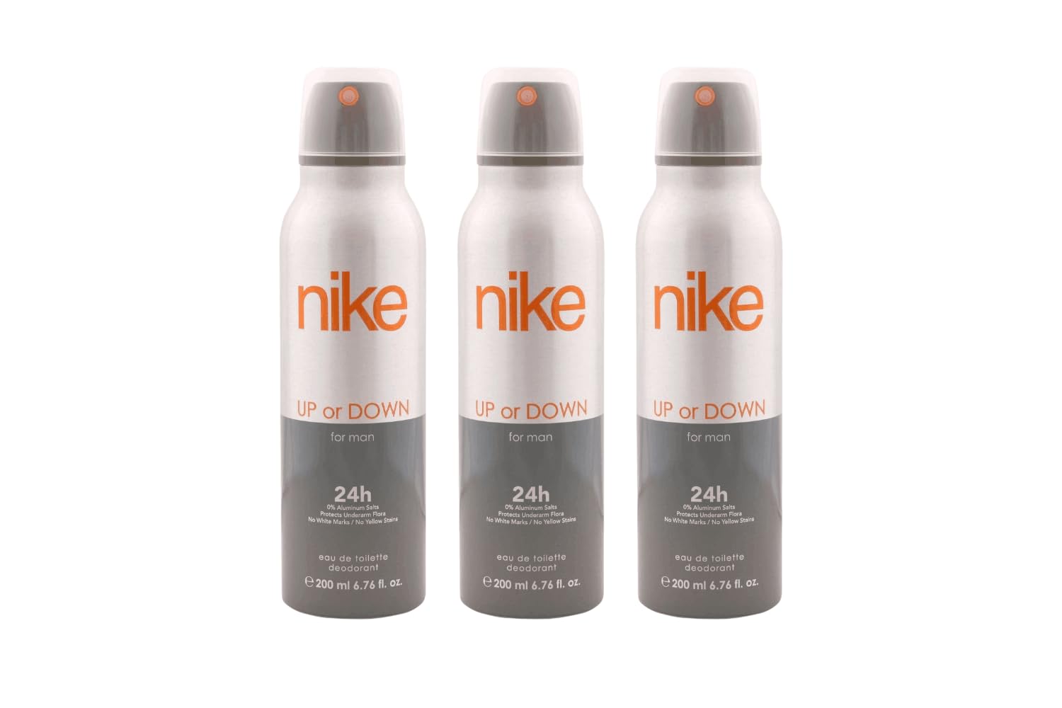 Nike Up Or Down Deodorant Body Spray for Men, Long-Lasting Freshness & Odour Protection, Sporty Masculine Fragrance, 200ml Each (Pack of 3)