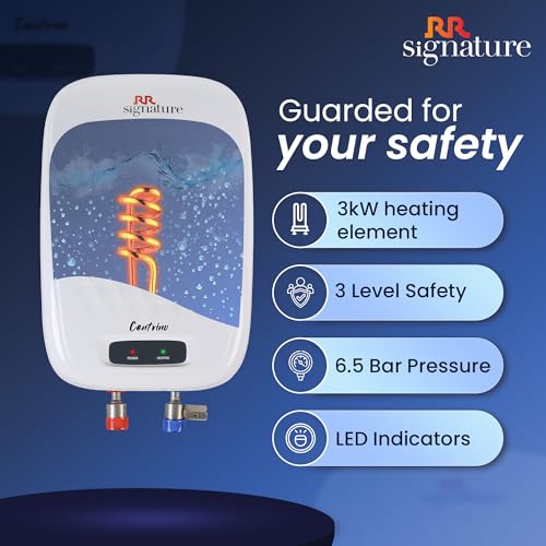 Image of RR Signature Centrino 3L Water Heater for Home | Instant Storage Geyser with Whirflow Technology | 100% Copper Heating Element | Rust & Shock Proof Body|2 Yr Warranty on Product & 5 Year on Tank by RR