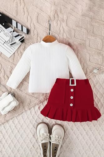 Image of Fashion Dream Girls Rib Solid Top & Skirt Set | Co-Ord Set | Casual Outfit