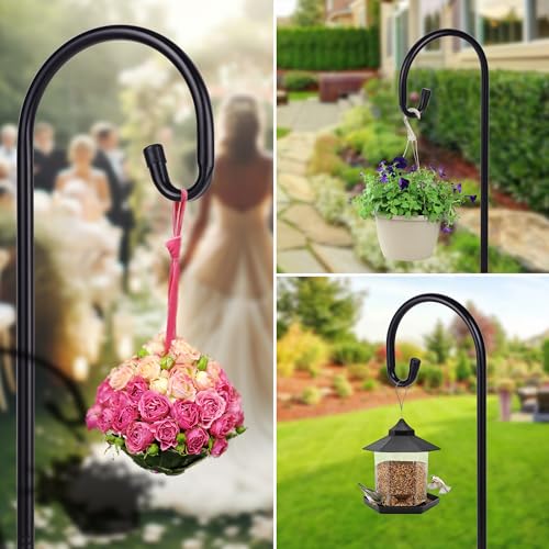 Image of Shepherd-Hooks Adjustable for Bird-Feeder Lantern Plant-Hook Garden-Stake - Plant Stand Hanger for Outdoor Flower Basket, Bird Feeder Hanger Weddings Decor