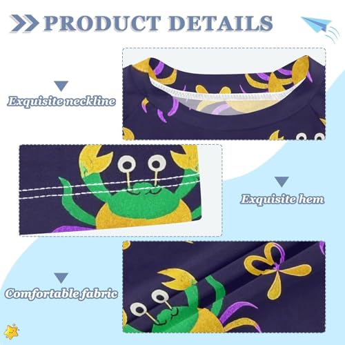 Carnival Mardi Gras Crab Green Purple Gold Short Sleeve Bathing Suit Kids Swimsuits for Little Girls Girl Swim Rashguard for 3-12 Years trajes de bano para nina3
