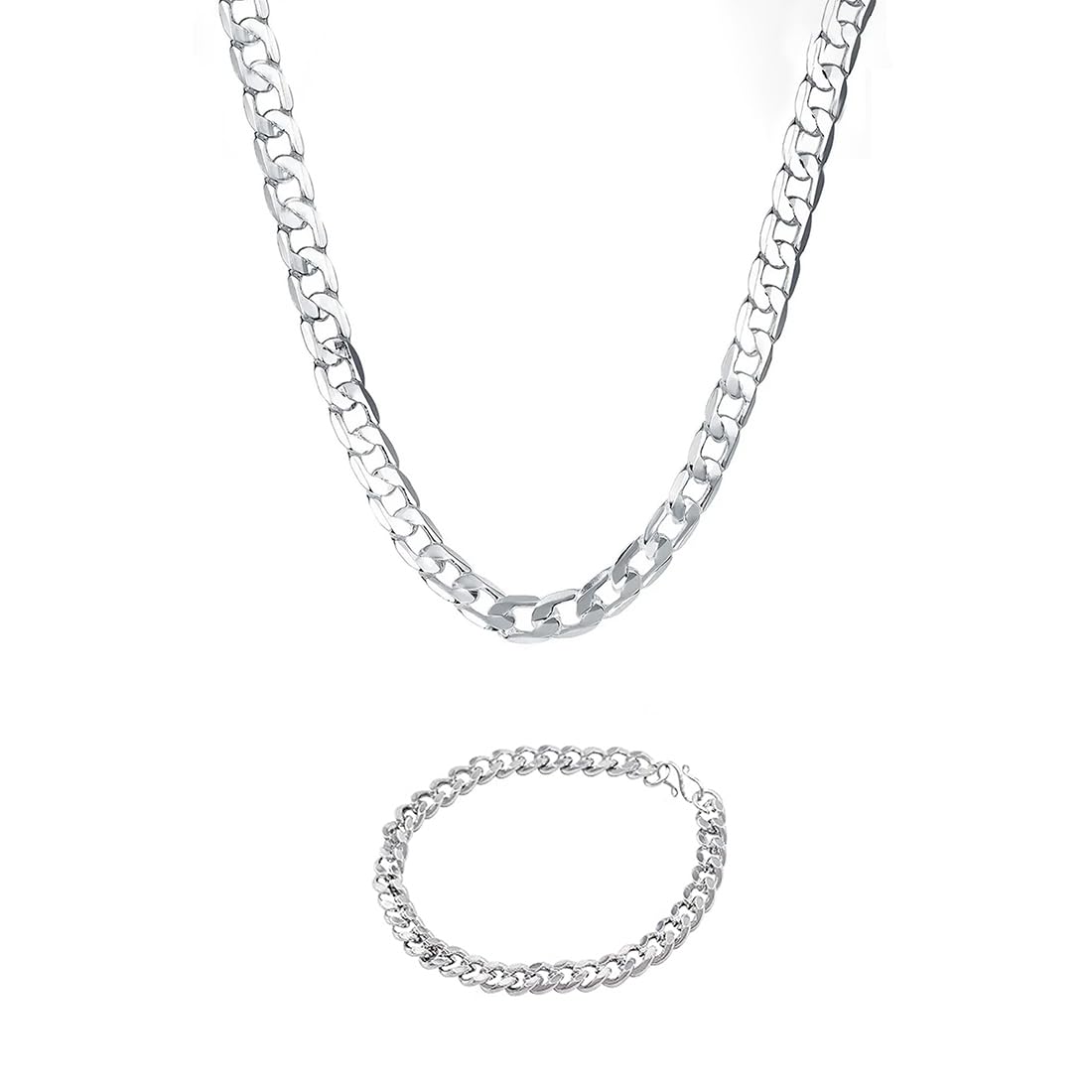 Yellow Chimes Chain Bracelet for Men and Boys Silver Chain Neck Chain for Men | 1 Pcs Chain & 1 Pcs Bracelet Stainless Steel Chains for Men | Birthday Gift for Men & Boys Anniversary Gift for Husband (B0CVH6BDJ8) Amazon Price History, Amazon Price Tracker