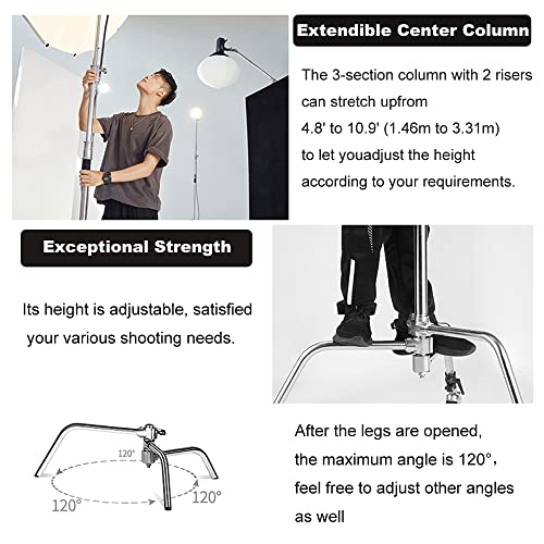 Image of Heavy Duty C Stand 10.8ft /330cm with Boom Arm 100% Stainless Steel