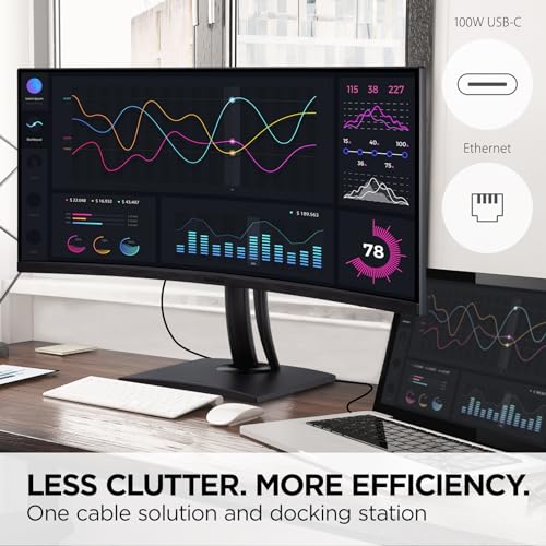 Image of ViewSonic VP3456A 34 Inch 1440p Ultrawide ColorPro Monitor, Curved Display with 100% sRGB and Pantone Validated for Professional Graphic Design, Advanced Ergonomics, 100W USB-C, HDMI, and DP Inputs