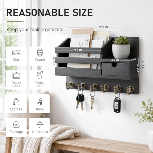 FifthQuarter-Key-Holder-Wall-Mount-with-Drawer-and-6-Sturdy-Hooks-A-Black-Cute-Rustic-Farmhouse-Wooden-Key-Hooks-for-Wall-Reliable-Entryway-Organizer-for-Keys-and-Daily-Essentials-Easy-Installation
