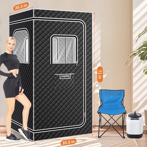 Garvee Sauna Box,Portable Sauna for Home with 4L 1500W Steamer,Explosion Zroof Zip,99 Mins Timer,Sauna Tent with 600D Encrypted Fibre, Easy Setup Quick Heat-Up Foldable Sauna for Home Spa(Grey) - Image 4