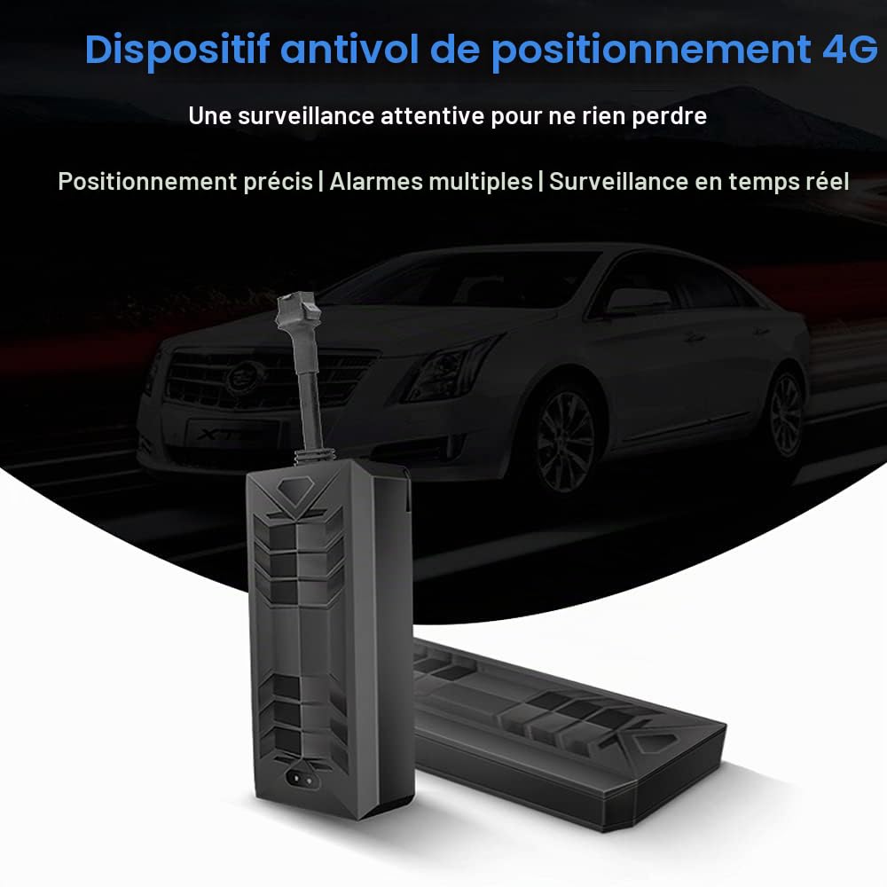 Traqueur GPS 4G pour véhicules caché en Temps réel avec Huile à Distance/Coupure de Courant, Alarme Acc et Geofence, Dispositif de Suivi de véhicule pour Voiture, Moto, Camion