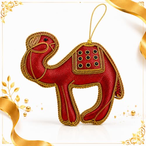 Durga Puja: Traditional vs Contemporary Decor 52 C Lal & Sons Handmade Zardozi Camel Christmas Ornament | Red Embr...