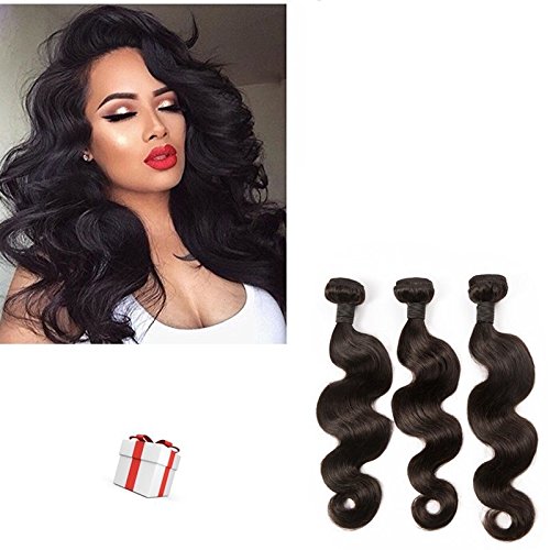 MEIHOU Brazilian Human Hair Bundles Body Wave Weave Hair Extensions 3 Bundles 100% Unprocessed Human Hair Extensions 12 12 12 Inches Natural Color