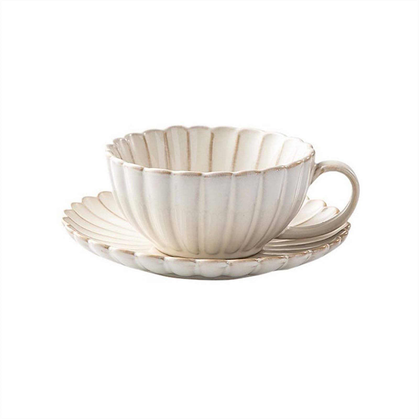 guiling-1986 Coffee Mug Retro Coffee Cup and Saucer Set Ceramic Mug High-grade Exquisite Latte Afternoon Tea Mug Cup