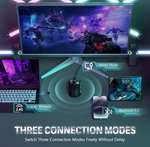 Image of Attack Shark X11 Wireless Gaming Mouse with Grip Tape, PAW3311 Sensor, 22000 DPI, Tri-Mode Connectivity, RGB Lighting, and Magnetic Fast Charging Dock (Red with Grip Tape)