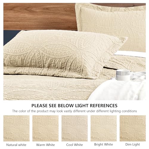 Love's cabin King Size Quilt Set Camel Bedspreads - Soft Bed Fall Lightweight Bedspread Comforter - Modern Style Coin Pattern Coverlet for All Season - 3 Pieces (1 Quilt, 2 Pillow Shams)