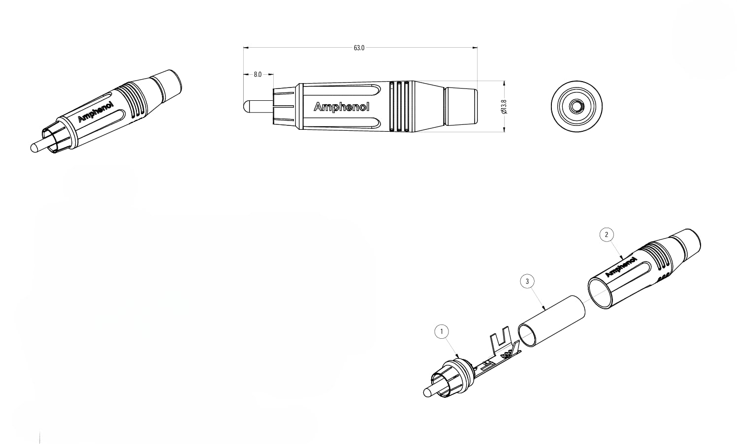 Cavo con connettori XLR maschio a AV AMPHENOL, cavo premium con striscia di tenuta, lunghezza 2 metri (confezione da 1) (rosso)