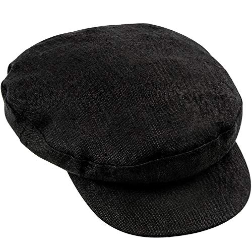 Sterkowski Pireus Cap | 100% Linen Breton Cap For Men And Women | Greek Fishermans Cap Mariners Vintage Hat Yachting Hat Skipper Hat For Men Sailing Captains Hat Boat Peaked Cap Us 7 5/8 Black #TOP3