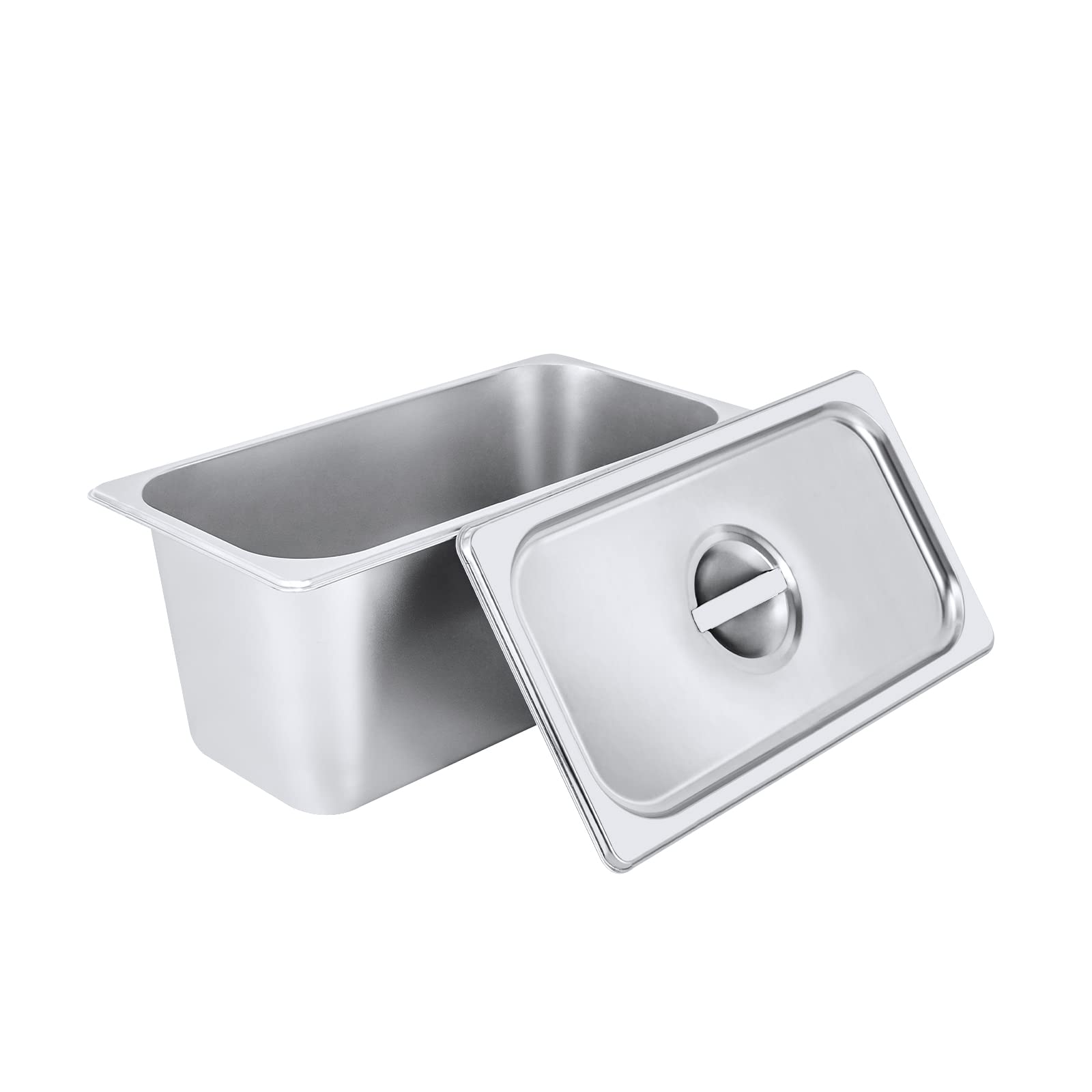 Lot de 4 Bac Alimentaire GN 1/3 en Inox 5 L, 32,5 × 17,5 × 15 cm, Plat Gastronome Profond avec Couvercle, pour Buffet, Restaurant, Cantine
