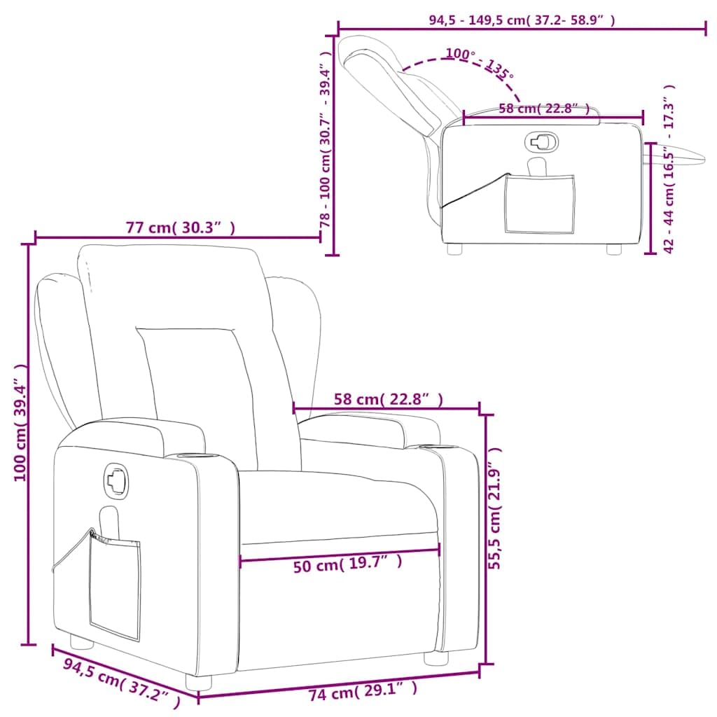 vidaXL Fauteuil de Massage Inclinable, Chaise de Relaxation avec Dossier et Repose-Pied Réglables, Siège Électrique de Salon, Moderne, Crème Similicuir