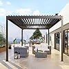 Domi outdoor louvered pergola 10x16ft with adjustable steel roof outdoor aluminum frame rainproof pergola for backyard garden and lawnbrown  urban country home decor