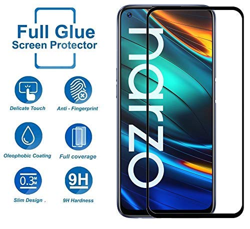 Image of Screen Protector for Realme Narzo 20 Pro Black Tempered Glass Edge-to-Edge 6D Screen Guard With Installation Kit
