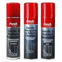 Punch® Suede, Nubuck & Sheepskin Footwear and Fabric Renovator, Protector & Renovator Sprays Bumper Combo Packages. Cleans, Revives, Restores & Protects Shoes and Accessories.