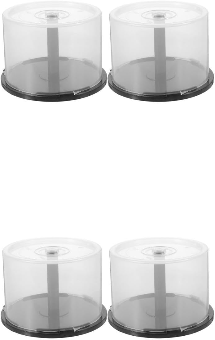 DOITOOL 4-Pack Cd Storage Holders Portable Dvd Storage Containers 5.47X5.47X7.16In Compact Plastic Cd Bucket Organizer for Home Office Dust and Moisture Protection