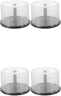 DOITOOL 4-pack Cd Storage Holder Portable Dvd Storage Container for Desktop Bookshelf Home Office 5.47 X 5.47 X 7.16 in Empty Disc Bucket for Neat Organization