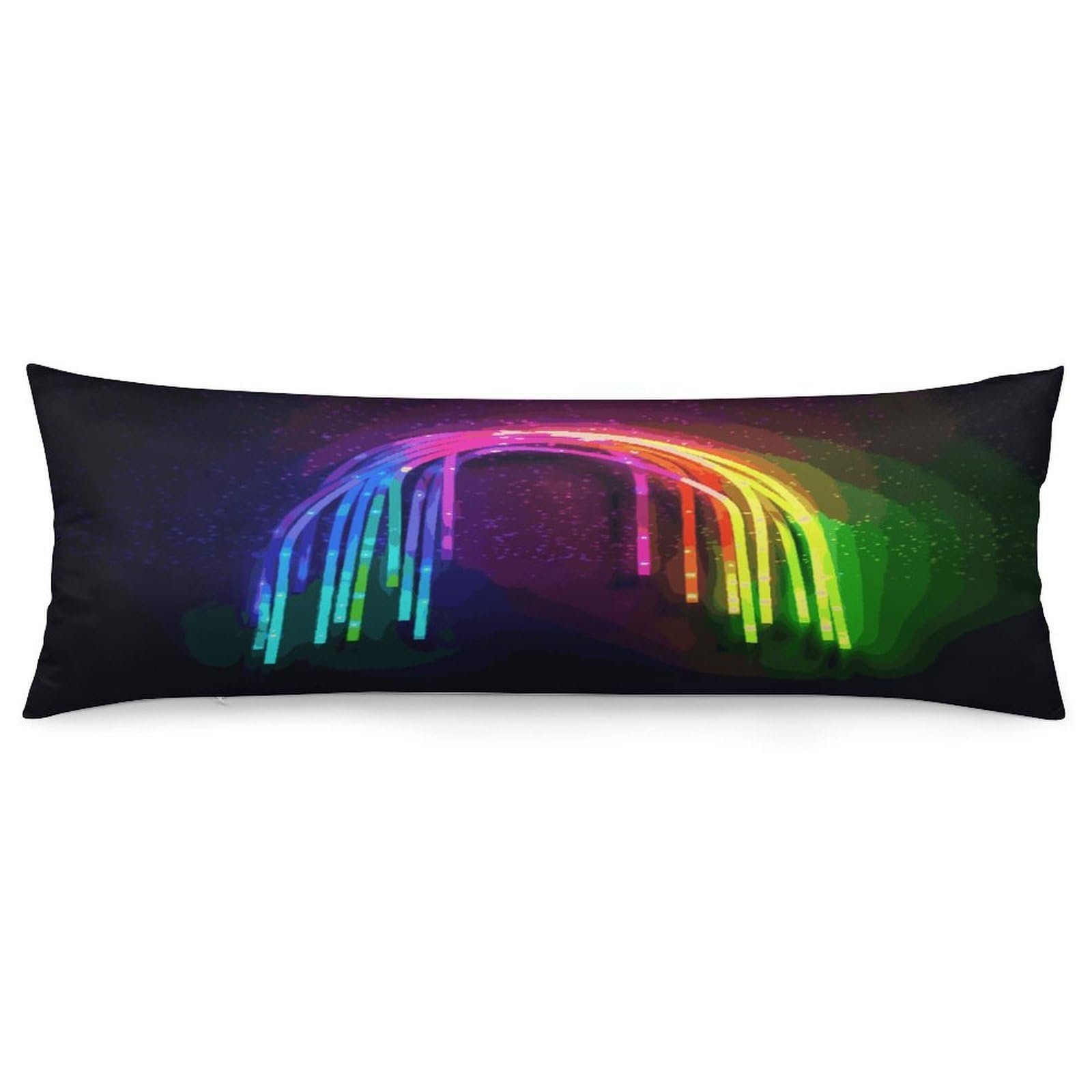 Rainbow Neon Pillowcase Decorative Body Pillow Cover Soft Full Long Pillow Case Breathable Large Body Pillowcase Cute Cozy Pillow Sham for Bed Couch Sofa 18.9 X 53 Inch
