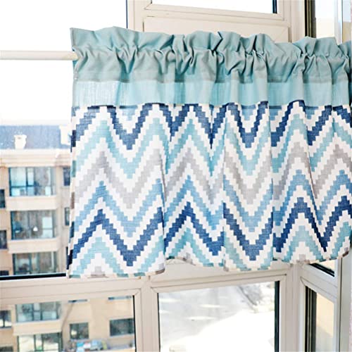 Medias cortinas ocultar desorden en gabinetes con cenefa de cortina de café azul de 90x60 cm 7