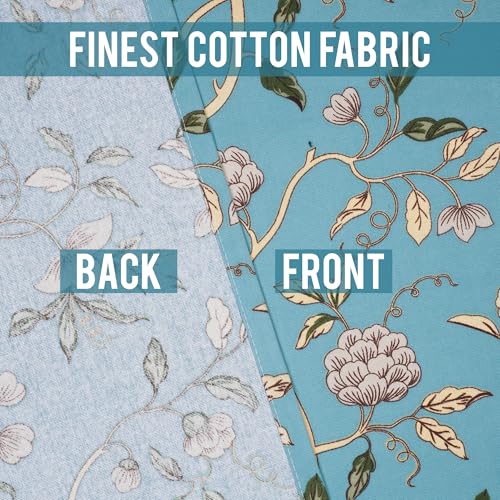Image of Story@Home Cotton Curtain | Window Curtains 5 Feet Long Set of 2 | Floral Printed | Bohemian Curtain | Room Darkening Curtains for Living Room | (116 X 152 Cm, Blue & Beige)