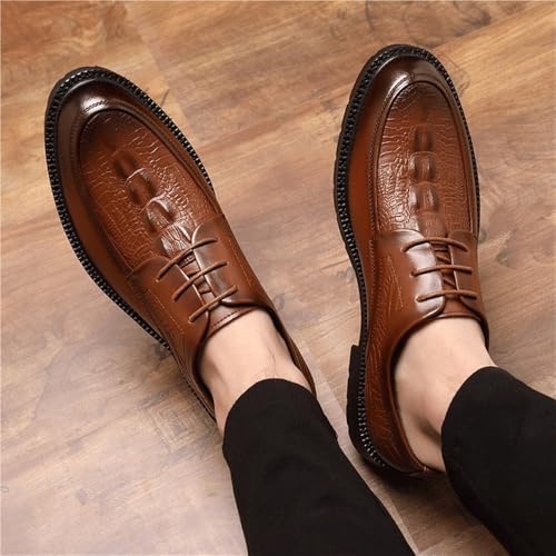 Men's Lace up Low Top Leather Dress Shoes Crocodile Pattern British Style Comfortable Office Wedding Groom Footwear2