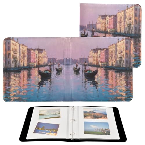 Álbum de fotos grande JIPONI Romantic Italy Venice, álbum DIY con cubierta de cuero para fotos de 4x6, 5x7 y 6x8 pulgadas, libro de recuerdos autoadhesivo para bodas, bebés y familia miniatura 2