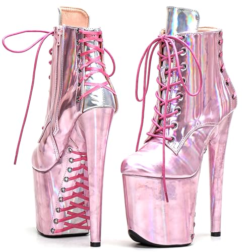 WUXIN H&P Women 8 Inch Exotic Pole Dancing Ankle Boots Platform Stiletto Lace-up High Heel Shoes3