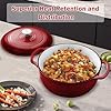Vivicreate 6 Quart Enamel Cast Iron Dutch Oven Pot with Lid – Enameled Cookware for Baking, Roasting, and Braising – Durable Cast Iron Pot for Stove Top and Oven Use Red color (Red) #3