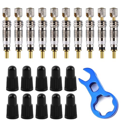 Presta Valve Core Replacement Kit – 21PCS Tubeless Bike Tire Repair Set with Valve Cores, Presta Valve Caps, Core Remover Tool for MTB, Road Bike, Bicycles