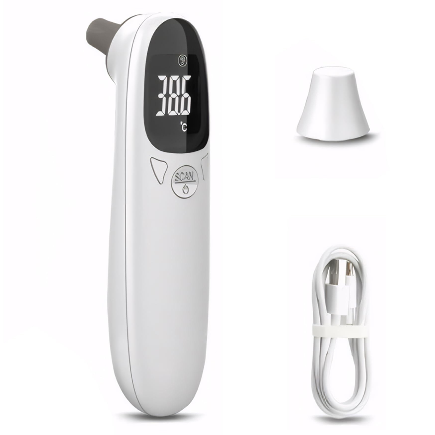 Thermomètre auriculaire, thermomètre auriculaire pour animal de compagnie, température précise de 32 à 42, 9 ℃, numérique rechargeable par USB 5x1, 5 pour chien, chat, cochon, chien